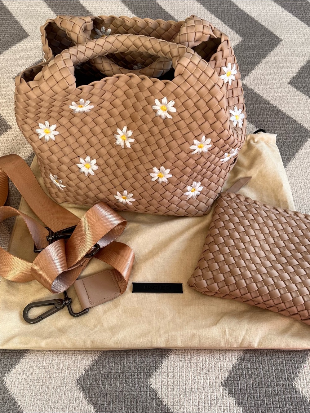 Naghedi Mini St Barths Daisy tote in Sand
